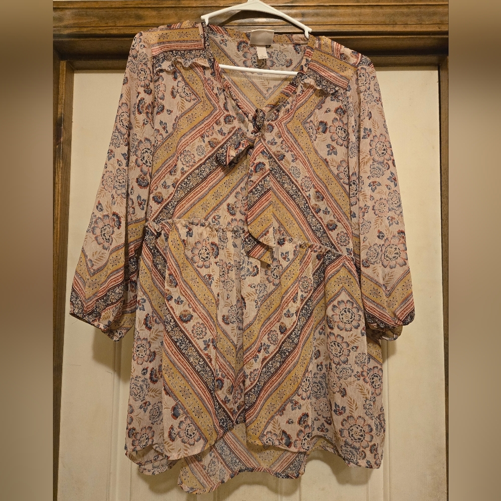 Knox Rose Womens Large Pattern Blouse - Picture 2 of 5
